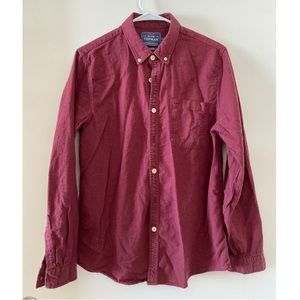 Topman maroon long sleeve button down shirt